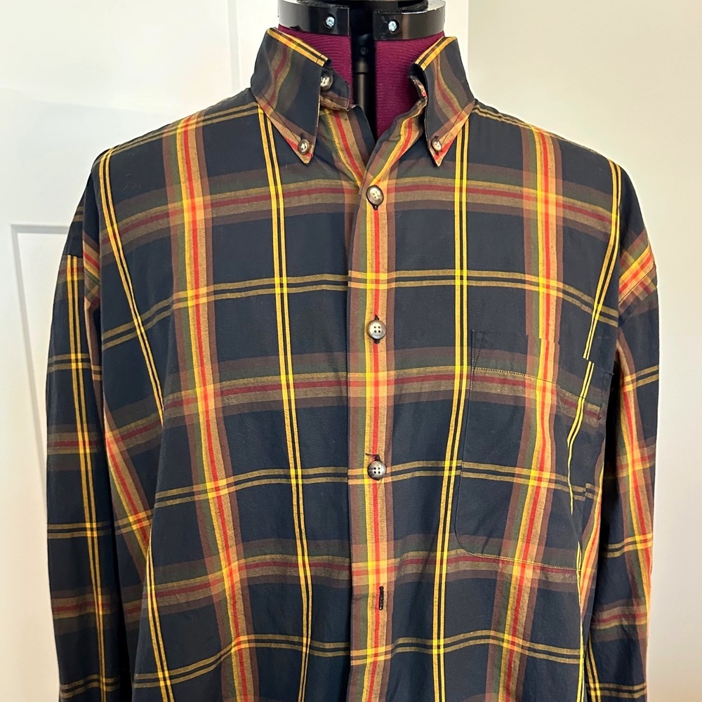 Tuttle Golf Collection Mens Plaid Button Down Shirt L Cotton Tailored in USA